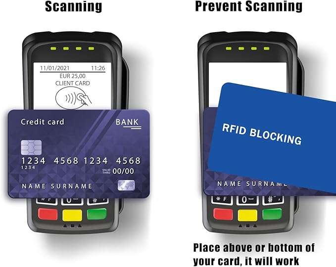 RFID Blocking Card - 3 Pack, Contactless NFC Credit Card ID Protection Safe Bank Card Passport Entire Wallet Purse Shield Protector Blocker Guard (Pack of 3, Blue)