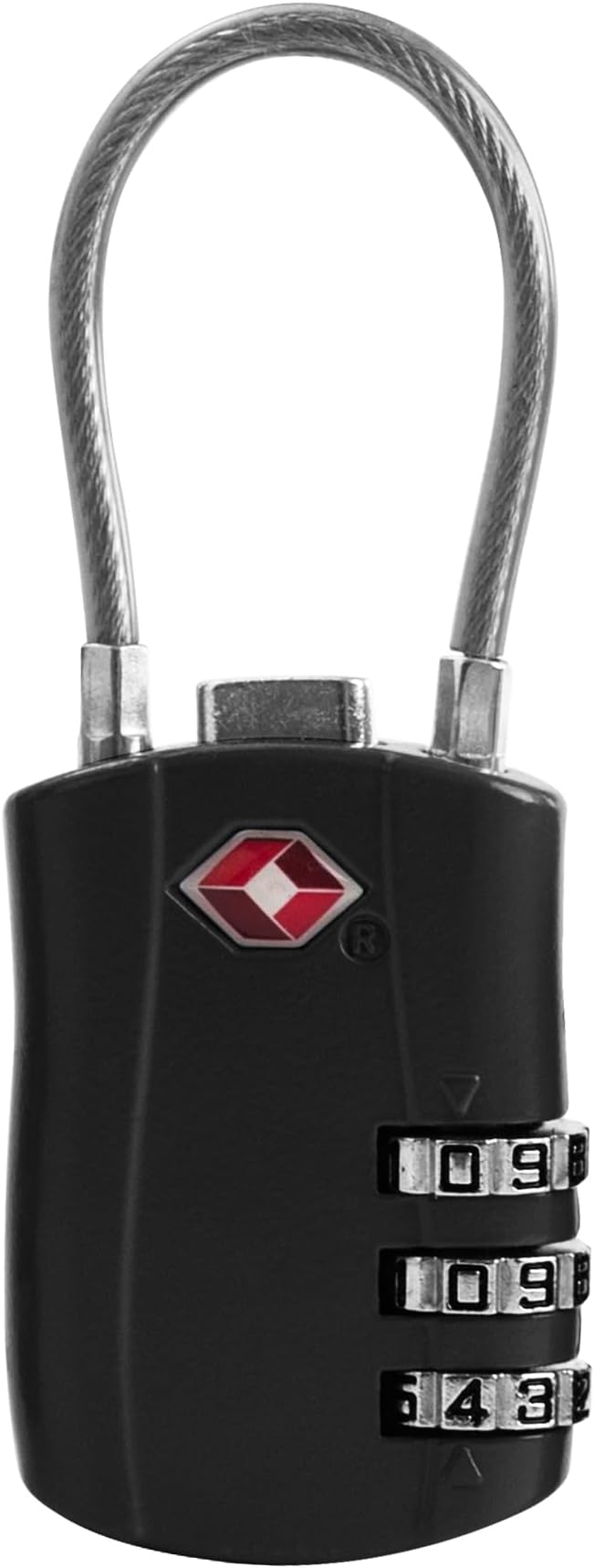 TSA Locks for Luggage, Small Padlock Combination with Cable, Luggage Locks TSA Approved, Combo Padlock with Code, for Travel Suitcase, Gym Locker, Gun Case, Backpack Zipper (Black)