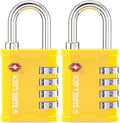SURE LOCK TSA Accepted 4 Dig Heavy Duty Big Combination Luggage Padlock All Metal Travel Lock for Equipment Hard Case Luggage Gun Case Gym Locker Pelican Vault Lock (2, Yellow)