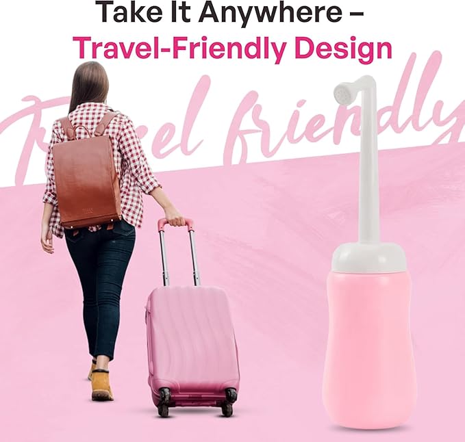 Portable Bidet Bottle for Women - Personal Upside Down Peri Bottle for Feminine Hygiene, Postpartum & Period Care with Angled Sprayer & Storage Bag - Perfect for Travel & New Moms (10 oz)