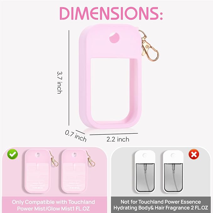 Silicone Case Compatible with Touchland Hand Sanitizer Spray, Protective Case for Spray 1FL. OZ (Pink(1PCS))