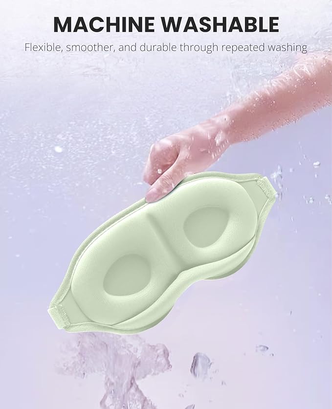 Sleep Mask for Side Sleeper Women Men, Light Blocking Eye Mask for Sleeping, 3D Contoured Cup Sleeping Mask for Zero Eye Pressure, with Adjustable Elastic Strap for Sleep Travel, Cyan