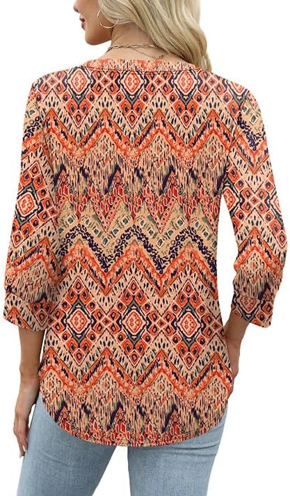 OFEEFAN Womens Tops 3/4 Sleeve Henley Shirts for Women Summer Outfits Fashion Clothing