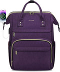 LOVEVOOK Laptop Backpack for Women,15.6 Inch Professional Womens Travel Backpack Purse Computer Laptop Bag Nurse Teacher Backpack,Waterproof Work Bags Carry on Back Pack with USB Port,Dark Purple