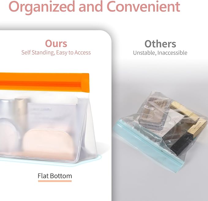 PACKISM Leakpoof Clear Travel Bags for Toiletries - Sealed TSA Approved Toiletry Bags, Reusable Semi-Transparent Clear Makeup Bag, Perfect for Travel Essentials, 1L+1M+1S, Multicolor