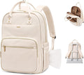 MDODO Laptop Backpack Women,16Inch Teacher Laptop Bag Backpack with Laptop Compartment Waterproof Carry on Daypack Backpack for Work,College,Travel,Trip,Nurse, Beige