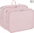 Compression Packing Cubes for Travel Essentials, 2pc Expandable Travel Cubes for Packing Bags Suitcase Organizer, Pink