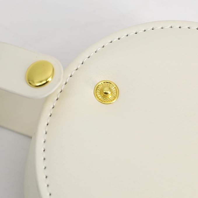 COLLECTIVE HOME - Travel Jewelry Case, Elegant Half-Moon Design with Gold Monogram, Detachable Handle, Personalized Accessory Organizer, Gift for Fashion-Forward Women and Teens (f)