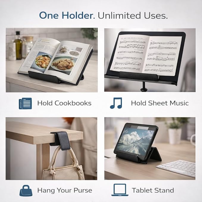 Mizi Airplane Phone & Tablet Holder – Adjustable Flexible Flap Stand for Desk, Bed, Treadmill, Home, and Airplane Travel Essentials – Compatible with iPhone, Smartphones, and Tablets – Black
