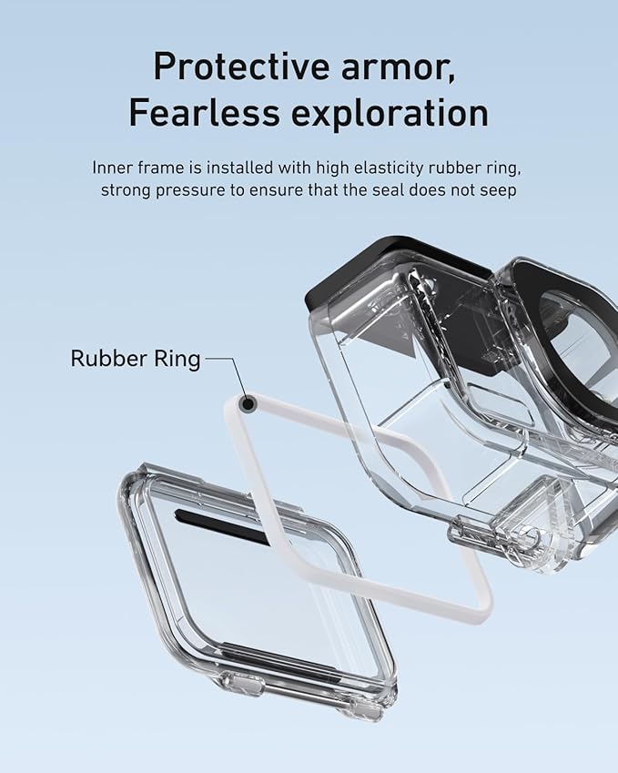 TELESIN Waterproof Case with Anti-Fog for DJI Osmo Action 6 Camera, Underwater Housing Shell Cage Supports 60M/196FT Deep Diving Scuba Snorkeling with Quick Release Bracket Screw Action 6 Accessories