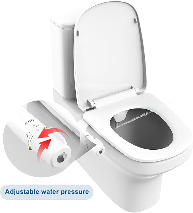 Ultra-Slim Bidet Attachment for Toilet - Dual Nozzle (Feminine & Posterior Wash) | Lead-Free Stainless Steel Valve | Non-Electric Adjustable Water Pressure | 2.48" Slim Fit Standard Toilets
