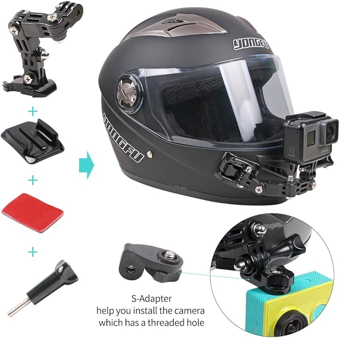 Motorcycle Helmet Chin Mount Kit Compatible with GoPro 13/12/11/10/9, DJI Action 6/5 Pro/4/3, AKASO and More Action Cameras