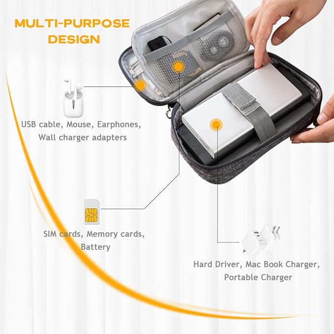 Electronic Organizer Bag Cable Organizer Travel Cord Organizer Case Pouch Portable Carrying Case for Charger Hard Drive Earphone USB SD Card (Blue)