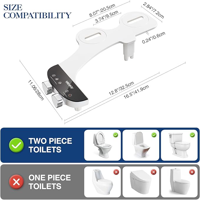 Bidet Attachment for Toilet Seat Non-Electric Bidet Hot and Cold Water Bidet Attachment Toilet Adjustable Water Temperature Posterior/Feminine Wash Dual Retractable Nozzle Self-Cleaning(TT18N)