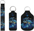 Suobstales 3Pcs Travel Bottles Keychain Holder Set,Travel Bottle Sleeves+Neoprene Chapstick Holders+Lanyard Keychain