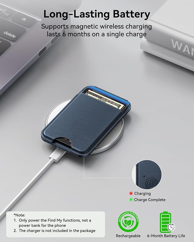 TWZKG for MagSafe Wallet, Works with Apple Find My,5 Card Holder with Stand, Magnetic Phone Wallet for iPhone 17/16/15/14/13/12 Pro Max Plus Air, RFID Blocking Vegan Leather,Blue