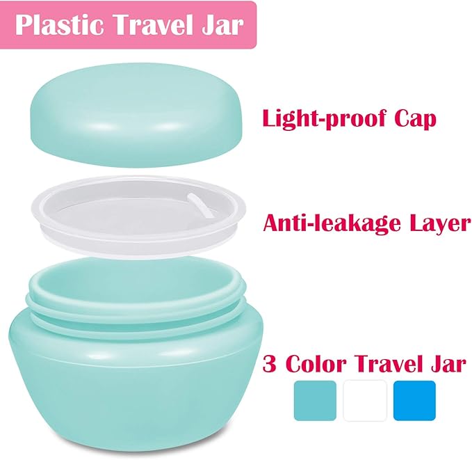 selizo Travel Bottles Containers Silicone and Plastic Cream Jars with TSA Approved Toiletry Case for Toiletries Cosmetic Makeup Body Hand Cream Lotion Shampoo
