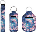 Suobstales 3Pcs Travel Bottles Keychain Holder Set,Travel Bottle Sleeves+Neoprene Chapstick Holders+Lanyard Keychain