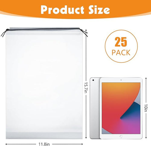 25 Pack Shoe Bags for Travel, 15.7" x 11.8" Large Clear Travel Shoe Bag Vacation Essentials Cruise Essentials Portable Drawstring Packing for Men & Women