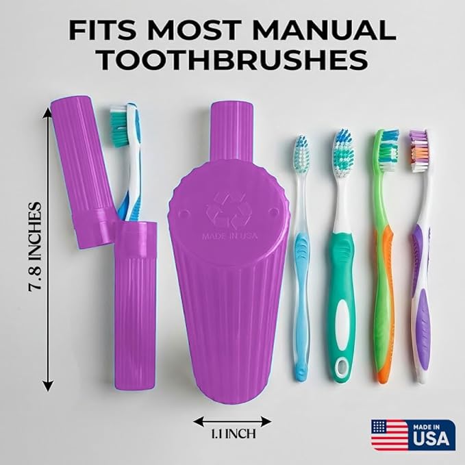 American Comb Toothbrush Holder (Blue,Pink,White,Purple) Made in USA, with Ventilation Holes, for Toothbrush Covers, Toothbrush Holder, Toothbrush Soft, Durable Design, Hygienic Bathroom Accessory