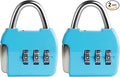 Small Combination Padlock, 3 Digit Combination Zipper Lock, Travel Safe Code Lock, Mini Combo Suitcase Locks for Luggage, Backpack, Bag, Box, Diary, Locker (Blue+Blue, 2-Pack)
