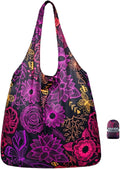 Nanobag Ultralight Foldable Tote for Women & Men, Reusable Grocery & Travel Bag, Packable Collapsible Compact Market Essential (Standard Neon Flowers)