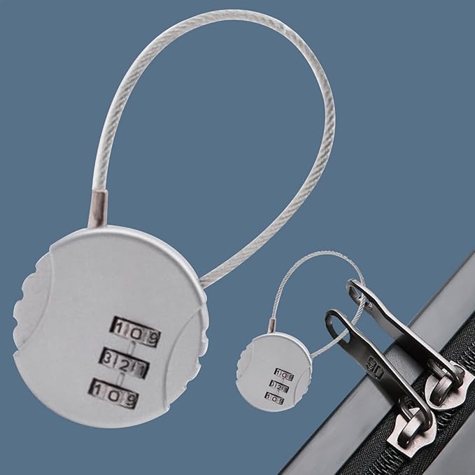 3 PCS 3-Digit Combination Lock Gym Locker Lock Waterproof Outdoor Mini Wire Rope Combination Padlock for Zippers, Backpacks, Trolley Cases, Gym Lockers, Fence
