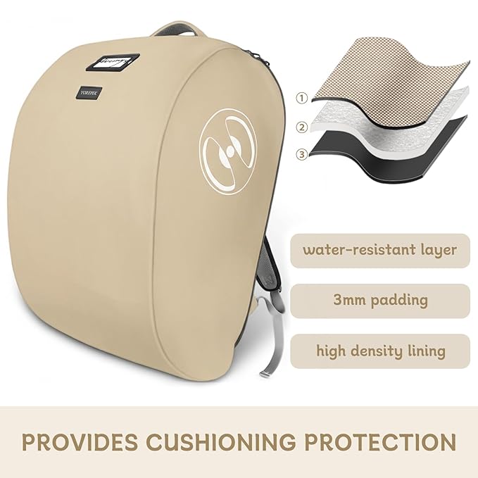 YOREPEK Padded Car Seat Bags for Air Travel, Fits for Doona Car Seat Stroller with isofix Base, Sturdy Stroller Bag Backpack with Lockable Zipper, Foldable Stroller Cover for Baby Travel, Sand Beige