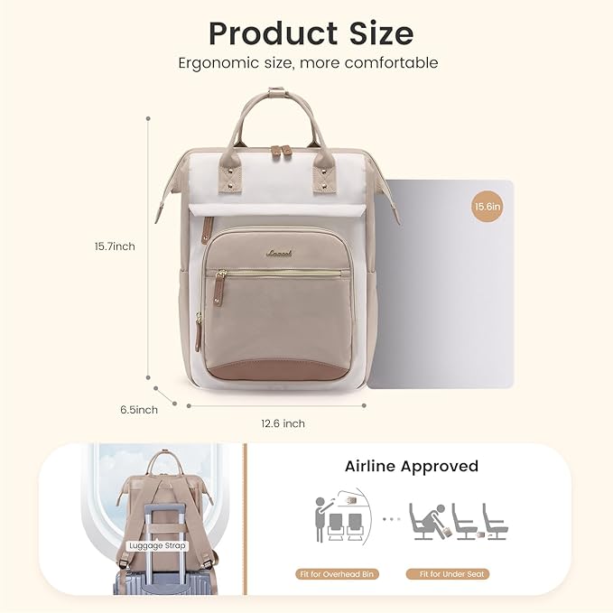 LOVEVOOK Laptop Backpack for Women Work Bag with Large Capacity Cup Side Pocket, 15.6 Inch Waterproof Computer Backpacks Purse, College Bookbag for School, Business, Teacher, Travel