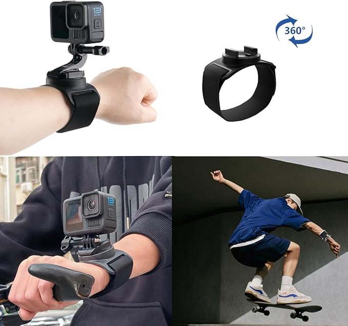 4 in 1 Camera Accessories Kit Head Strap, Chest Strap, Backpack Clip, Wrist Strap Mount Compatible with GoPro Hero 13 12 11 10 9 8 7 6 5 4, Session & Most Action Camera