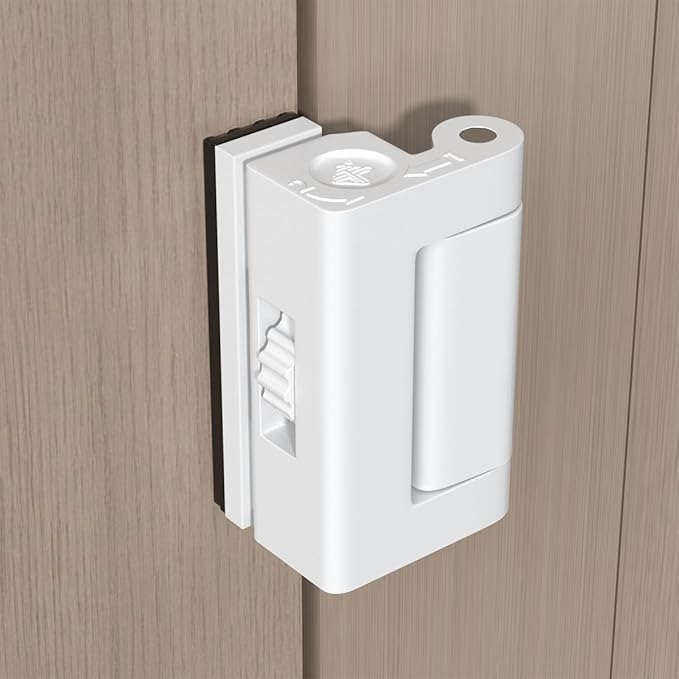 INIRET Adjustable Home Security Door Reinforcement Lock，Heavy Duty Zinc Alloy Door Lock,Childproof Safety Door Lock，Security Device for Enhanced Safety,Prevents Unauthorized Entry (1, White)