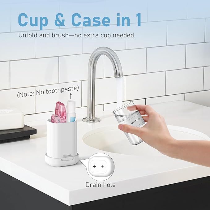 Toothbrush Travel Case Kit,Portable Folding Tooth Brush Holder and Toothpaste Cover Container with Mouthwash Cup, Oral Clean Tools Organizer for Traveling, Bathroom, Camping, Business Trip