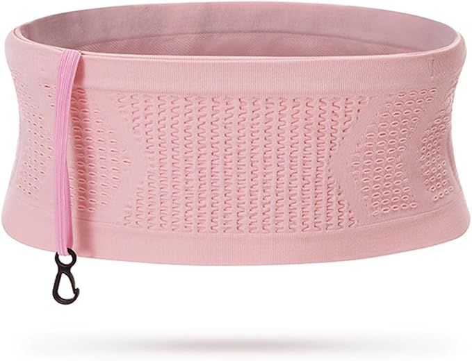 Adorila Slim Running Belt, No-Bounce Hidden Waist Pack with 360° Opening for Soft Flask, Cellphones, Keys or Gels, Pink, X-Large