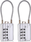 SEPOX Resettable Combination Travel Lock, 11mm 4 Digit Cable Lock for Suitcase, Travel Bag, and Gym Lockers, Filing Cabinets, Toolbox, Case—Silver Pack of 2