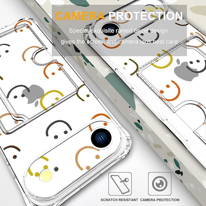 Compatible with iPhone 17 Air Case Card Holder for Women Cute Design,Wallet Phone Cases Transparent Cool Kawaii Protective (Clear Smiley Face)