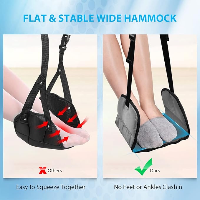 Airplane Footrest Made with Premium Memory Foam - Airplane Travel Foot Hammock, No Clashing Foot Hammock & Portable Plane Leg Rest, Provides Relaxation and Comfortable for Long Flight