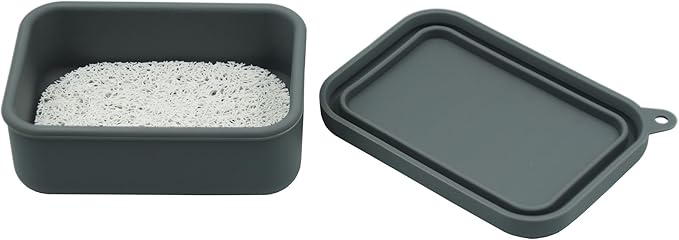 Leakproof Silicone Travel Soap Case,Portable Soap Box with Draining Layer for Shower,Bathroom,Camping,Hiking,Gym (Gray)