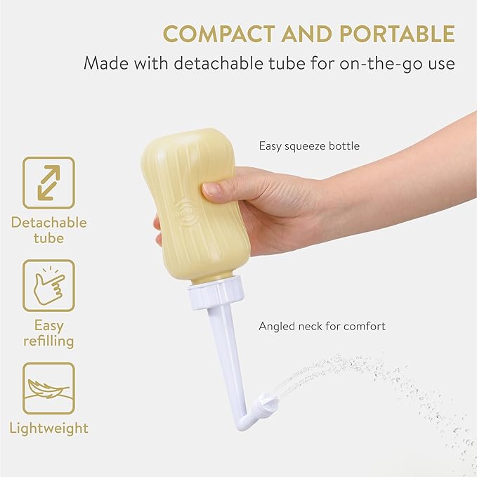 Cynpel Peri Bottle - Portable Travel Bidet for Men or Women - Labour and Maternity Hospital Bag Essentials - After Birth Recovery Tools for Postpartum Mum - Perineal Spray Bottle