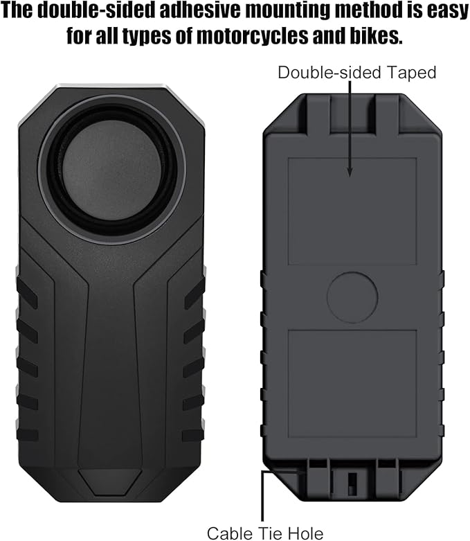 113dB Bike Alarm with 2 Remotes, Wireless Vibration Motion Sensor Waterproof Motorcycle Alarm, Anti-Theft Vibration Bicycle Alarm Waterproof Vehicle Security Alarm System