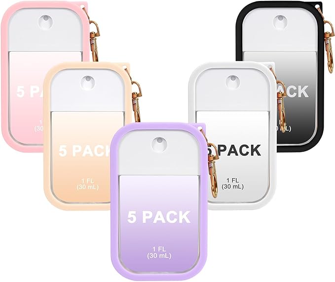 5 Pack Hand Sanitizer Spray Case with Keychain Compatible with Touch-land, Silicone Hand Sanitizer Case Holder for Touch-land Mist Case 1FL OZ