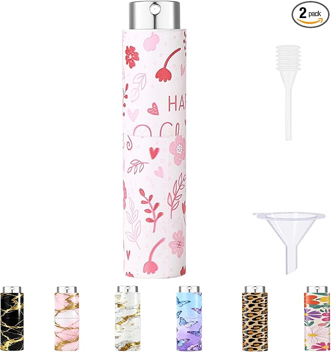 5ml Perfume Atomiser Refillable Bottles Portable Mini Spray Travel Bottle Easy to Refill Empty Atomizer Bottle for Purse Handbag Pocket Luggage,Bright Color (Pink Lover 1)