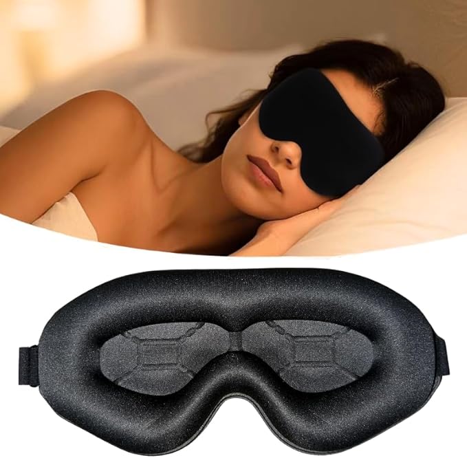 100% Light Blocking Sleep Mask, Only 0.73oz Light Comfortable 3D Contoured Memory Foam, Blink Freely Eye Masks for Sleep, Travel, Nap, for Men Women Side Sleeper, Black