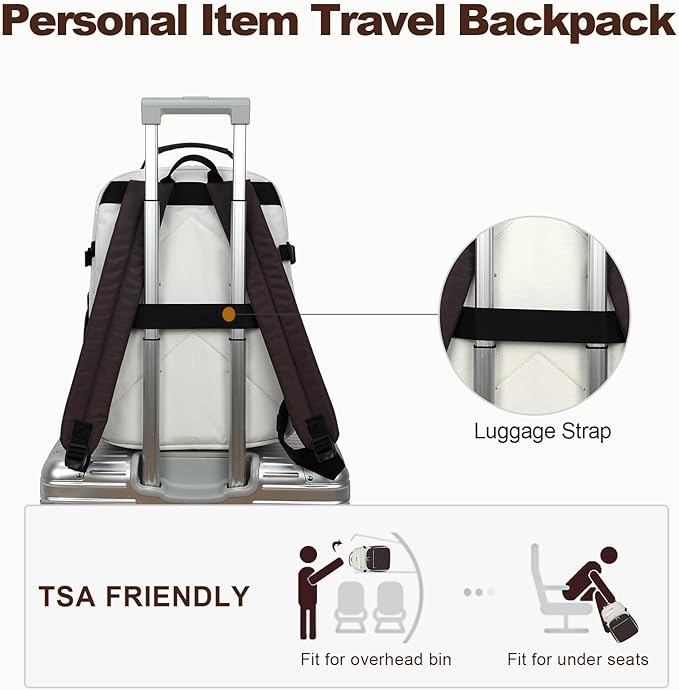 VANKEAN Laptop Backpack for Women with Giant Tumbler Holder Pocket,17.3 inch School College Book Bag Nurse Teacher Backpack,Waterproof Work Travel Backpack Purse Laptop Computer Bag, Beige-Coffee