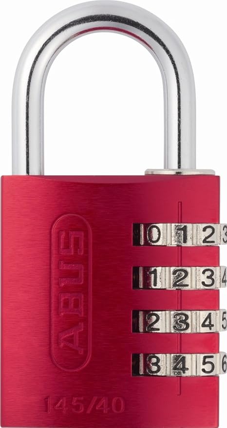ABUS 145/40 Non-TSA Combination Padlock for Hard Cases, Luggage, Resettable, Red