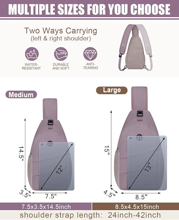 Pritent Crossbody Bags for Women Men Trendy Sling Bag Backpack Casual Chest Bag with Convertible Shoulder Strap