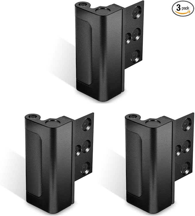 GreaTalent 3Pack Home Security Door Reinforcement Lock Childproof, Add High Security to Home Prevent Unauthorized Entry, Aluminum Construction Finish Black