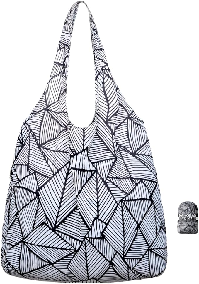 Nanobag Ultralight Foldable Tote for Women & Men, Reusable Grocery & Travel Bag, Packable Collapsible Compact Market Essential (Standard Sketch)