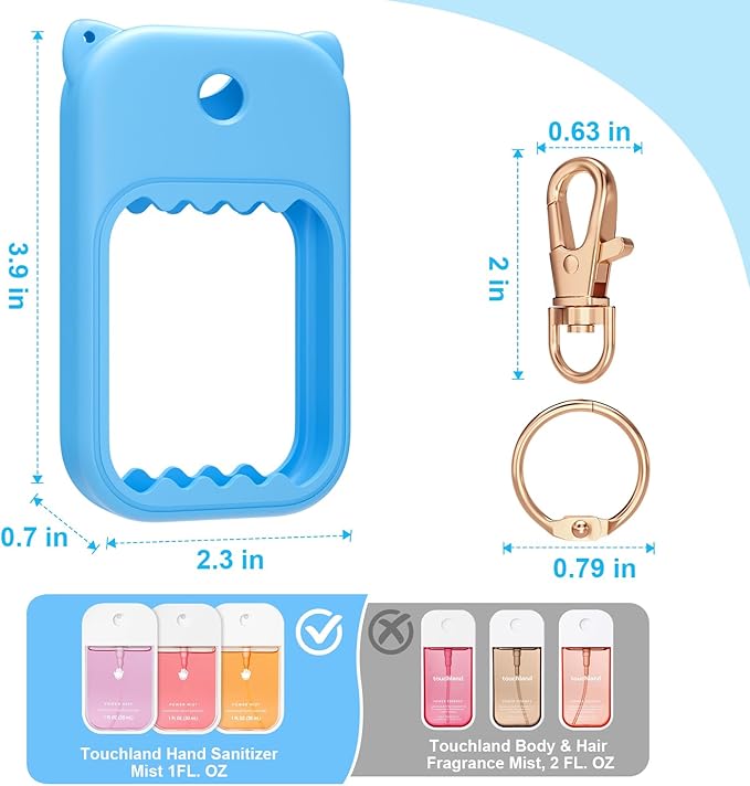 Hand Sanitizer Spray Case for Touchland Silicone Touchland Case Keychain Cute Hand Sanitizer Holder Keychain Compatible with Touch land Power Mist Gentle/Glow Mist