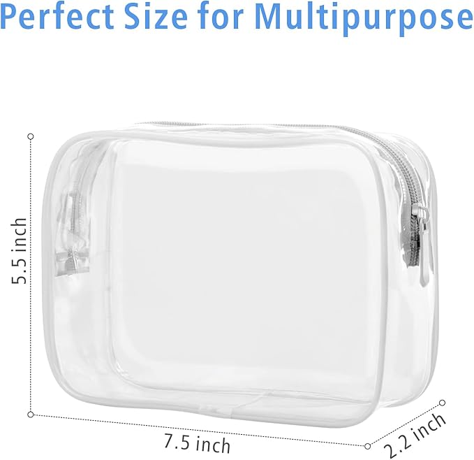 PACKISM TSA Approved Toiletry Bag 4 Medium - Quart Size Clear Makeup Bag for Carry On, Airport Security Compliant Clear Travel bag for Toiletries with Reinforced Seams, White