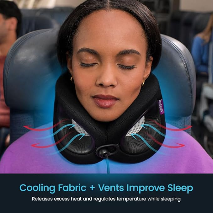 Cabeau Evolution X Travel Neck Pillow - Memory Foam Body Positioner - Fits Most Neck Sizes (11-21 Inches) - Three Ways to Adjust for Ultimate Comfort on Long Flights (Sapphire)